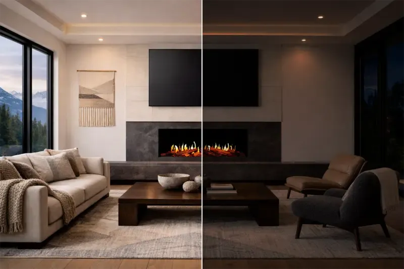 Modern Flames Orion Multi 52" Heliovision Smart Virtual Fireplace with Multi-View Built-In and Wall-Mount Design