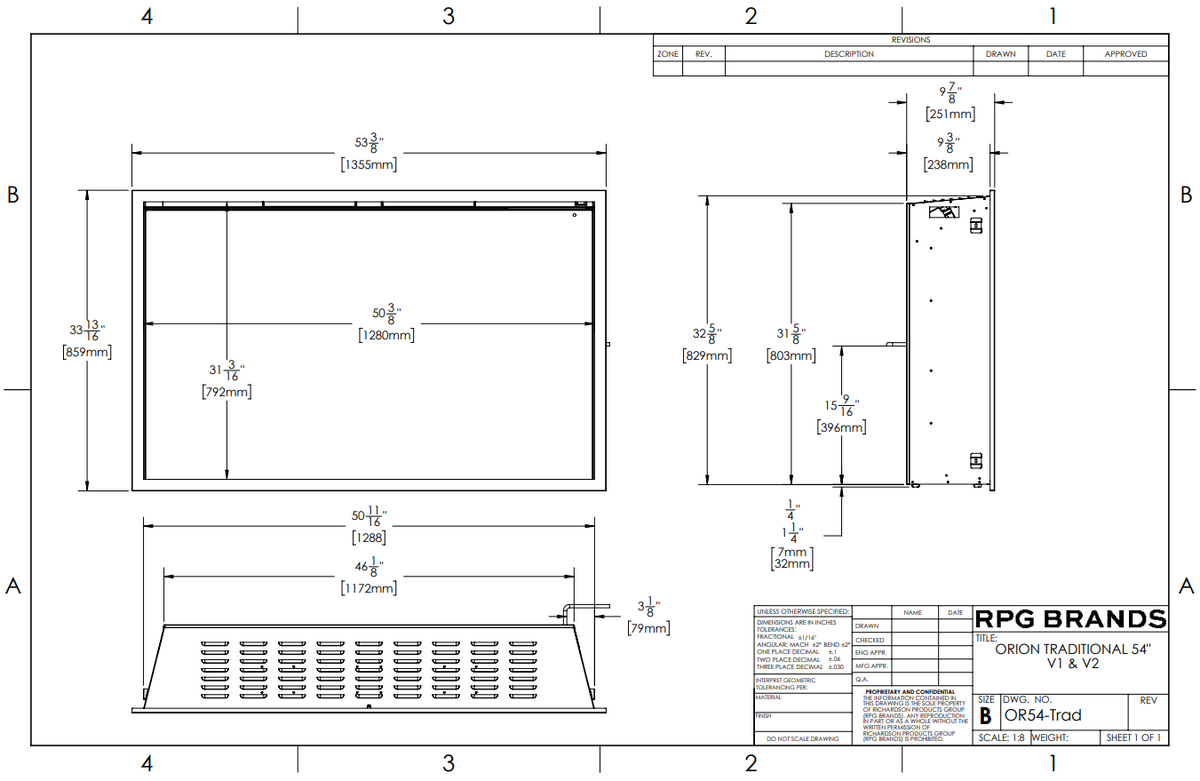 Modern Flames Orion Multi 52" Heliovision Smart Virtual Fireplace with Multi-View Built-In and Wall-Mount Design