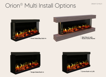Modern Flames Orion Multi 60" Heliovision Smart Virtual Fireplace with Multi-View Built-In and Wall-Mount Design