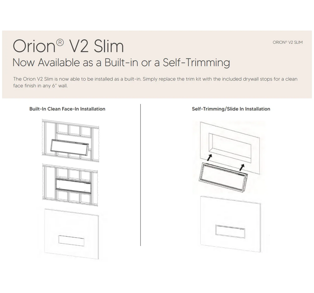 Modern Flames Orion V2 Slim 60" Heliovision Virtual Smart Built-In Electric Fireplace