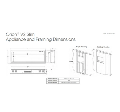 Modern Flames Orion Slim V2 60" Smart Electric Fireplace with Built-In, Recessed and Wall-Mount Installation