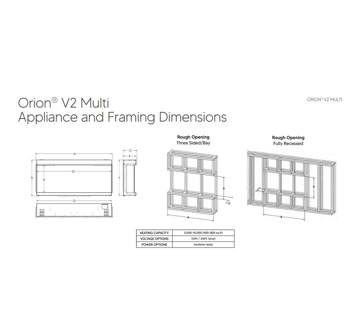 Modern Flames Orion Multi 52" Heliovision Smart Virtual Fireplace with Multi-View Built-In and Wall-Mount Design